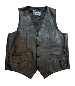 Black Leather Biker Vest Men’s 42 FIRST Genuine Leather